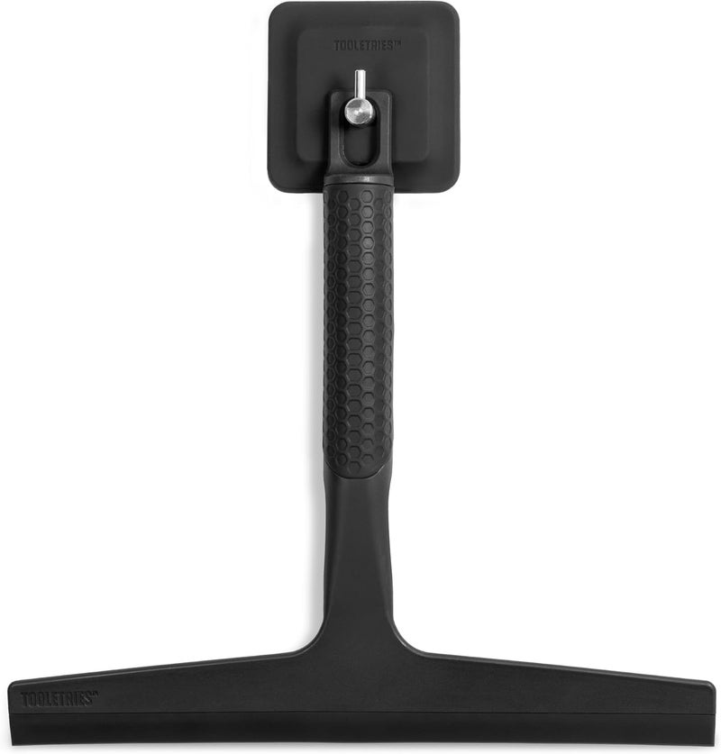 TOOLETRIES الممسحة والخطاف - ممسحة دش متعددة الاستخدامات لأبواب الزجاج، مقبض سيليكون، أداة تنظيف الحمام، ممسحة نوافذ ومرآة منزلية، ملحقات الحمام ومواد التنظيف - 10 بوصة - Image 1